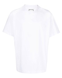 T-shirt à col rond brodé blanc Wooyoungmi