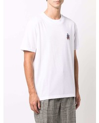 T-shirt à col rond brodé blanc Canali