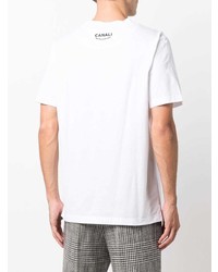 T-shirt à col rond brodé blanc Canali