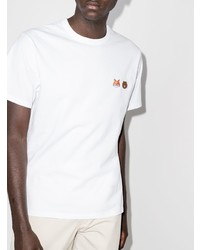 T-shirt à col rond brodé blanc MAISON KITSUNÉ