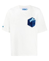 T-shirt à col rond brodé blanc YMC