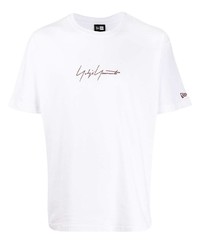 T-shirt à col rond brodé blanc Yohji Yamamoto