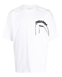 T-shirt à col rond brodé blanc Yoshiokubo