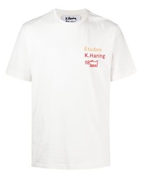 T-shirt à col rond brodé blanc Études