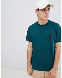 T-shirt à col rond brodé bleu canard Calvin Klein
