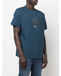 T-shirt à col rond brodé bleu canard Herno