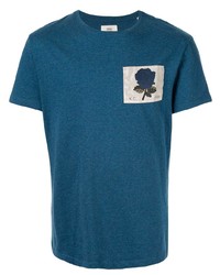 T-shirt à col rond brodé bleu canard Kent & Curwen