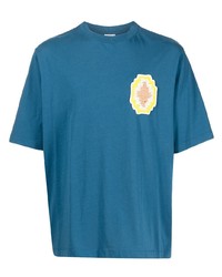 T-shirt à col rond brodé bleu canard Marcelo Burlon County of Milan