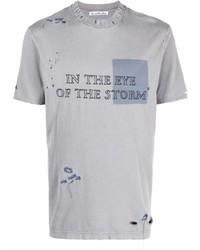 T-shirt à col rond brodé bleu clair Acne Studios