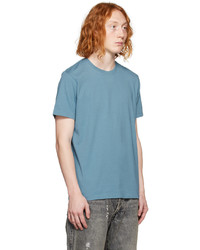 T-shirt à col rond brodé bleu clair Frame