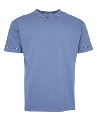 T-shirt à col rond brodé bleu clair Bode