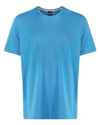 T-shirt à col rond brodé bleu clair BOSS