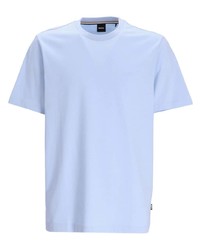 T-shirt à col rond brodé bleu clair BOSS