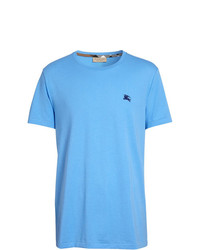 T-shirt à col rond brodé bleu clair Burberry