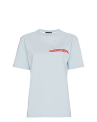 T-shirt à col rond brodé bleu clair Calvin Klein 205W39nyc