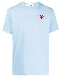T-shirt à col rond brodé bleu clair Comme Des Garcons Play