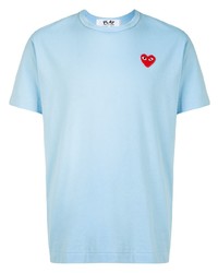 T-shirt à col rond brodé bleu clair Comme Des Garcons Play