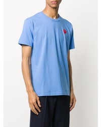 T-shirt à col rond brodé bleu clair Comme Des Garcons Play