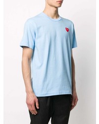 T-shirt à col rond brodé bleu clair Comme Des Garcons Play