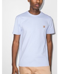 T-shirt à col rond brodé bleu clair MAISON KITSUNÉ