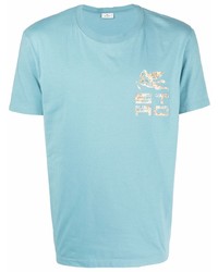 T-shirt à col rond brodé bleu clair Etro