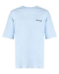 T-shirt à col rond brodé bleu clair FIVE CM