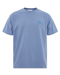 T-shirt à col rond brodé bleu clair JW Anderson