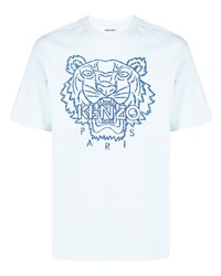 T-shirt à col rond brodé bleu clair Kenzo