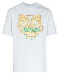 T-shirt à col rond brodé bleu clair Kenzo