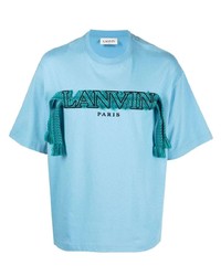 T-shirt à col rond brodé bleu clair Lanvin