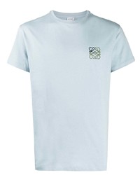 T-shirt à col rond brodé bleu clair Loewe