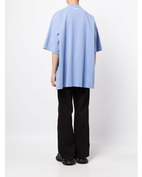 T-shirt à col rond brodé bleu clair Vetements