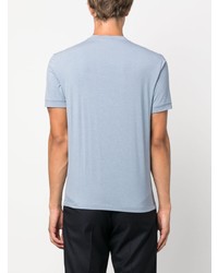 T-shirt à col rond brodé bleu clair Giorgio Armani