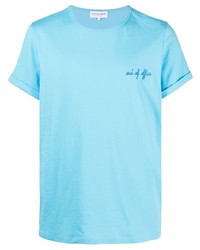 T-shirt à col rond brodé bleu clair Maison Labiche
