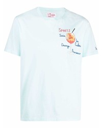 T-shirt à col rond brodé bleu clair MC2 Saint Barth