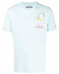 T-shirt à col rond brodé bleu clair MC2 Saint Barth