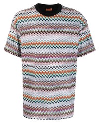 T-shirt à col rond brodé bleu clair Missoni