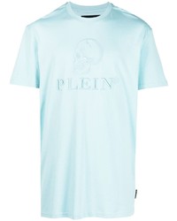 T-shirt à col rond brodé bleu clair Philipp Plein