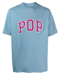 T-shirt à col rond brodé bleu clair Pop Trading Company