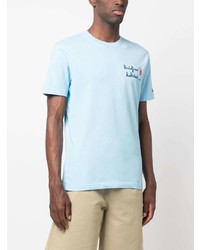 T-shirt à col rond brodé bleu clair MC2 Saint Barth