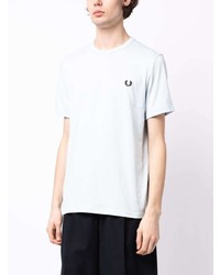 T-shirt à col rond brodé bleu clair Fred Perry