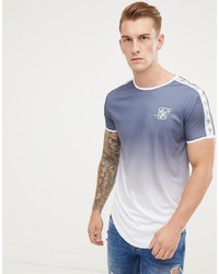 T-shirt à col rond brodé bleu clair Siksilk