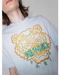 T-shirt à col rond brodé bleu clair Kenzo