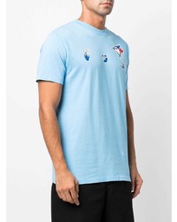 T-shirt à col rond brodé bleu clair Off-White