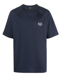T-shirt à col rond brodé bleu marine A.P.C.