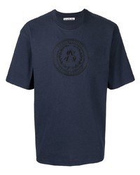 T-shirt à col rond brodé bleu marine Acne Studios