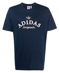 T-shirt à col rond brodé bleu marine adidas