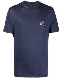 T-shirt à col rond brodé bleu marine Altea