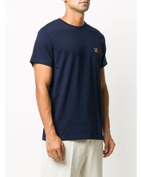 T-shirt à col rond brodé bleu marine Loewe