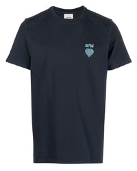 T-shirt à col rond brodé bleu marine ARTE